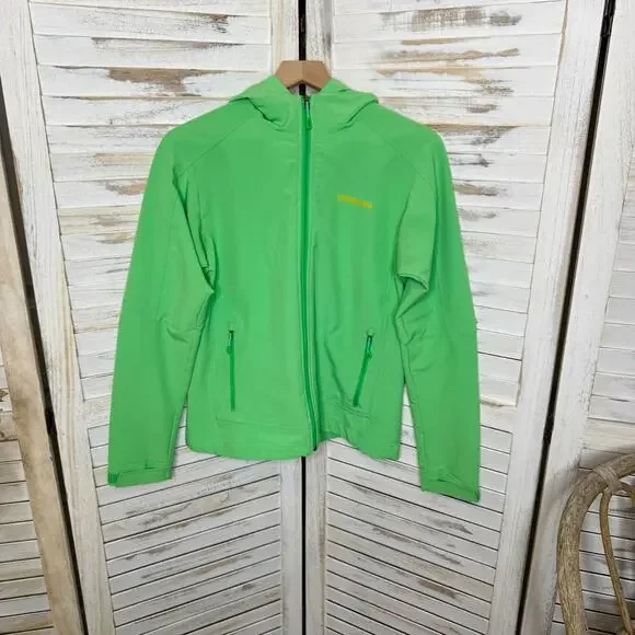 PATAGONIA Women's S Simple Guide Hoodie Lime Green Zip Front Outdoor Jacket - Picture 15 of 16
